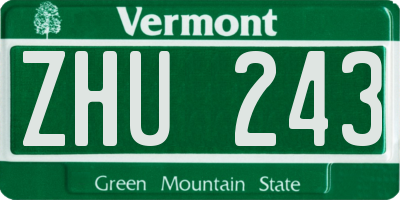 VT license plate ZHU243