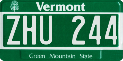 VT license plate ZHU244