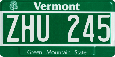VT license plate ZHU245