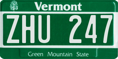 VT license plate ZHU247