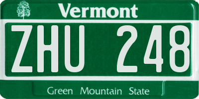 VT license plate ZHU248