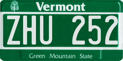 VT license plate ZHU252