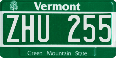 VT license plate ZHU255