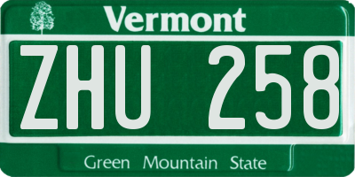 VT license plate ZHU258
