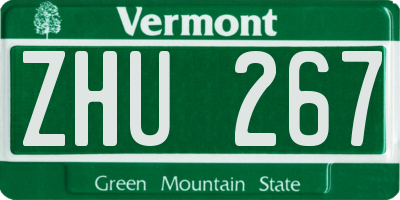 VT license plate ZHU267