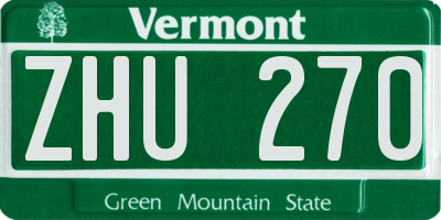 VT license plate ZHU270