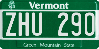 VT license plate ZHU290