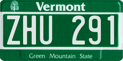 VT license plate ZHU291