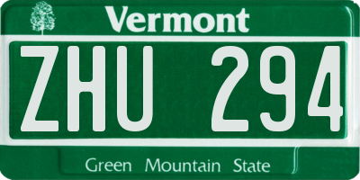 VT license plate ZHU294