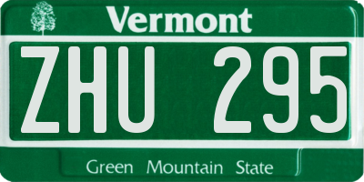 VT license plate ZHU295