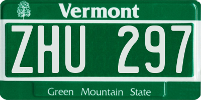 VT license plate ZHU297