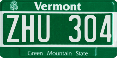 VT license plate ZHU304