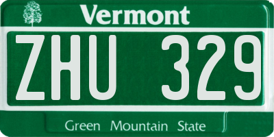 VT license plate ZHU329