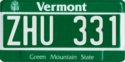 VT license plate ZHU331