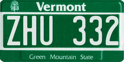 VT license plate ZHU332