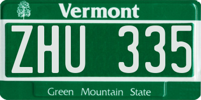 VT license plate ZHU335
