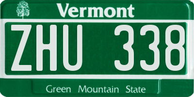 VT license plate ZHU338