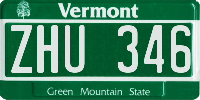 VT license plate ZHU346