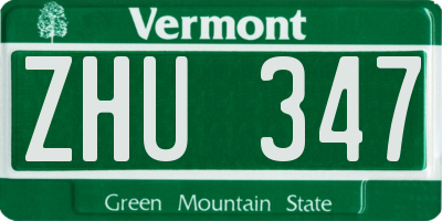 VT license plate ZHU347