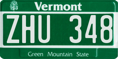 VT license plate ZHU348