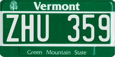 VT license plate ZHU359