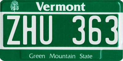 VT license plate ZHU363