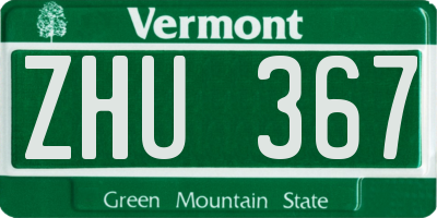 VT license plate ZHU367