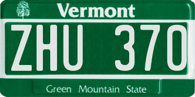 VT license plate ZHU370