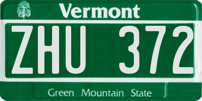 VT license plate ZHU372
