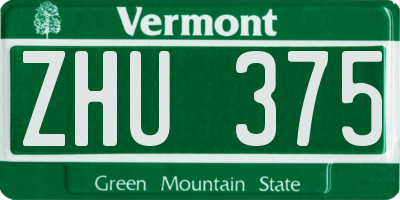 VT license plate ZHU375