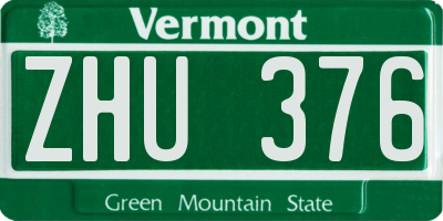 VT license plate ZHU376