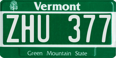 VT license plate ZHU377