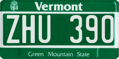 VT license plate ZHU390