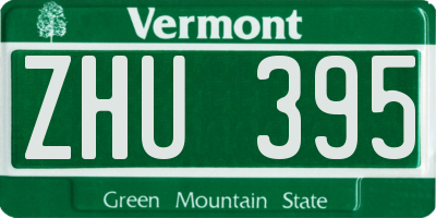 VT license plate ZHU395