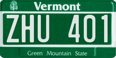 VT license plate ZHU401