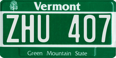 VT license plate ZHU407