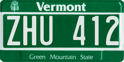 VT license plate ZHU412