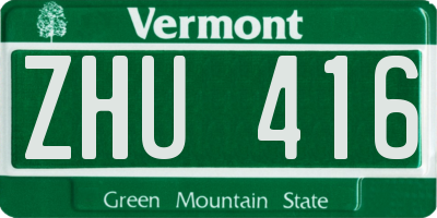 VT license plate ZHU416