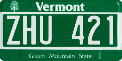 VT license plate ZHU421