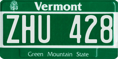 VT license plate ZHU428