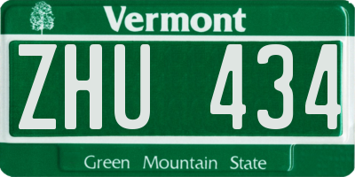 VT license plate ZHU434