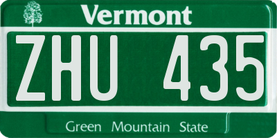 VT license plate ZHU435