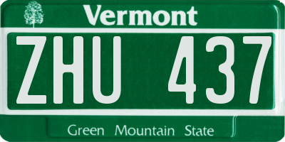 VT license plate ZHU437