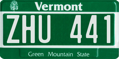 VT license plate ZHU441