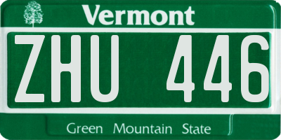 VT license plate ZHU446
