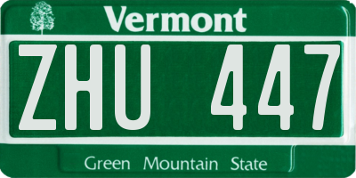 VT license plate ZHU447