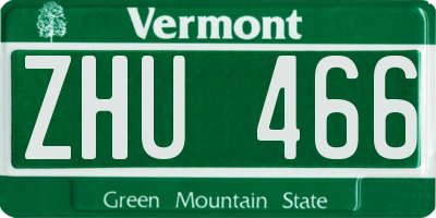 VT license plate ZHU466