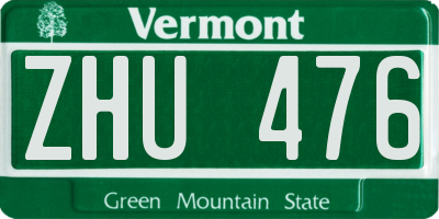 VT license plate ZHU476