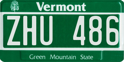 VT license plate ZHU486