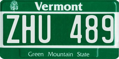 VT license plate ZHU489
